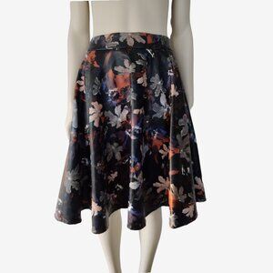 Amee Hanke Black Printed PU Leather High Waisted Fit and Flare Skirt XL